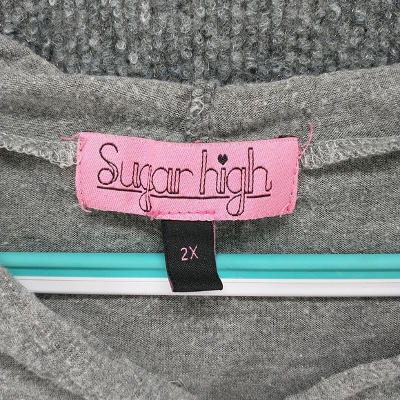 Sugar High Women's Wings Cross Pullover Graphic Hoodie Gray 2X Lightweight - Picture 13 of 16